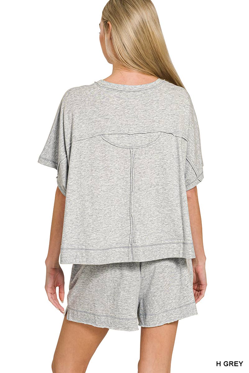 Exposed Seam Boxy Top N Shorts Set