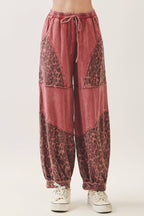 Mineral Washed Cheetah Leopard Balloon Lounge pants HP6948