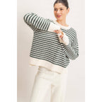 Mixed Pattern Long Sleeve Sweater