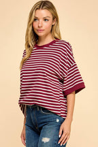 Striped Knit Top Casual Relaxed Fit