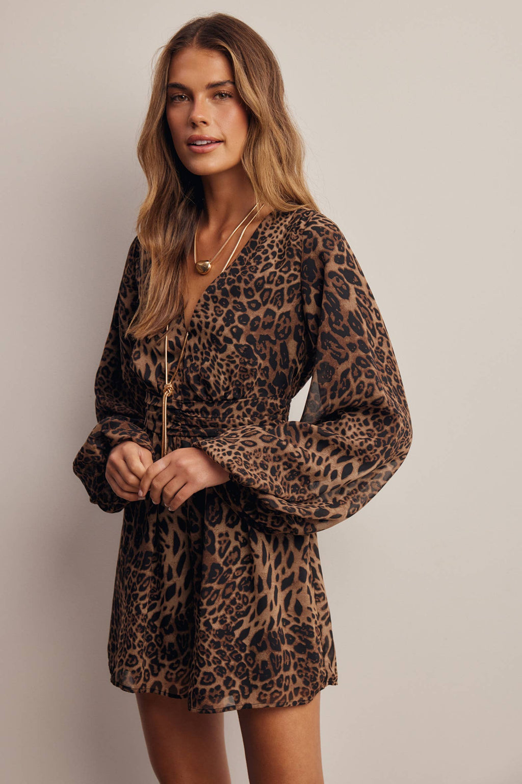 Animal Print Surplice Romper FRP0006