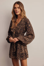 Animal Print Surplice Romper FRP0006