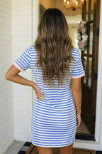 LAS Striped Tie Pocket Mini Dress (S-XL)