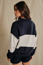 Colorblock Scuba Funnel Neck Quarter Zip Pullover
