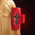 LARGE HALLOWEEN CROSS BOO HAIR CLAW CLIPS | 40H1139