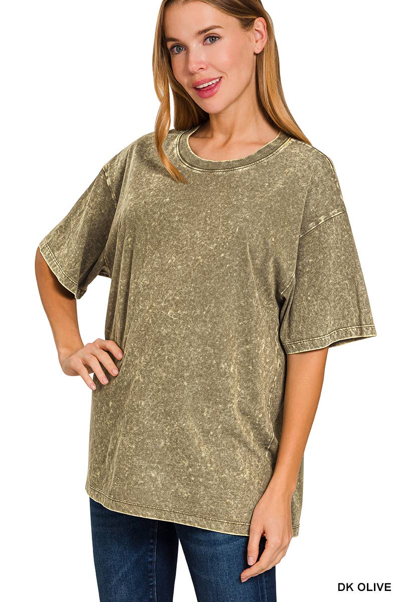 `Vintage Wash Oversize Cotton Tee