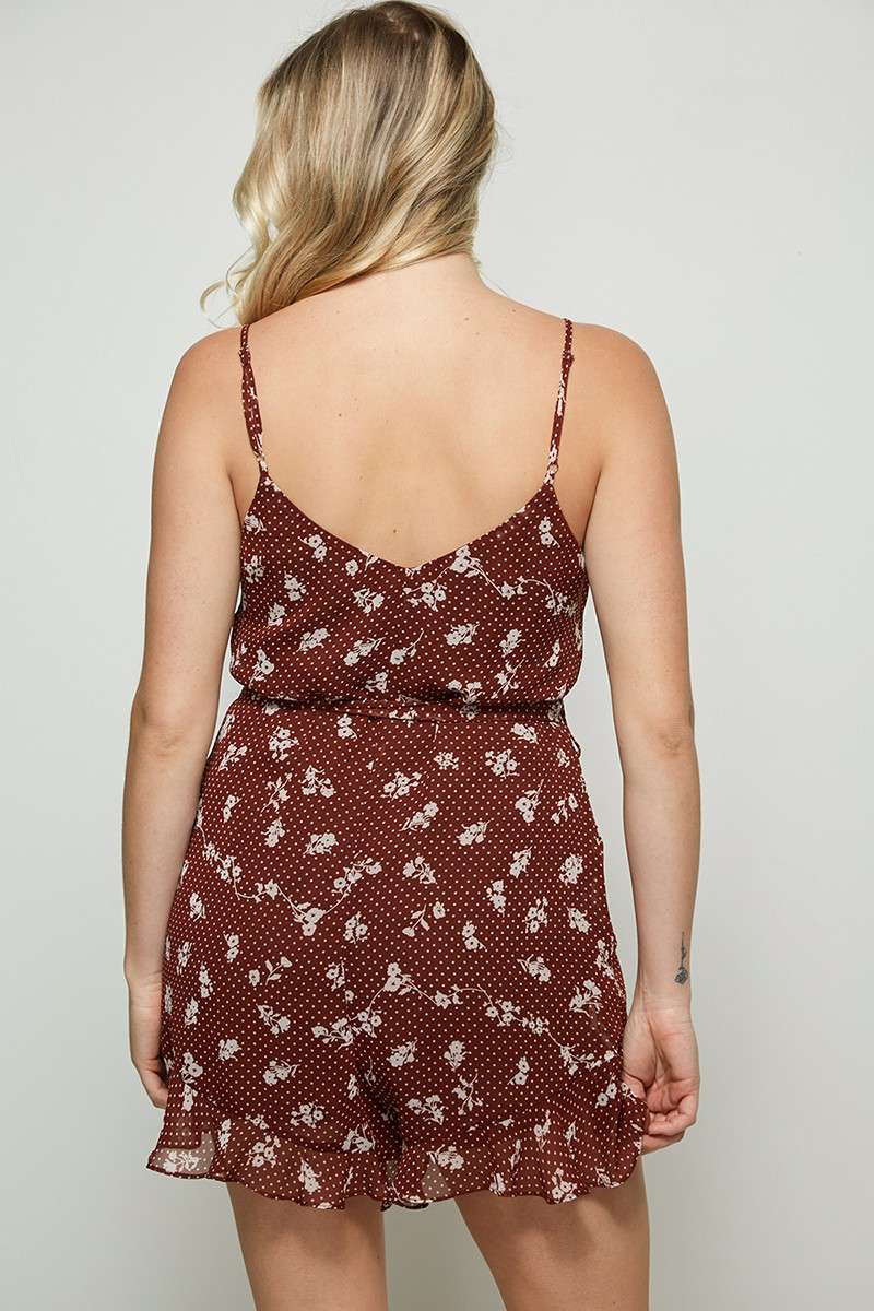 C30125A-DOT DITSY CAMI BUTTON DOWN ROMPER