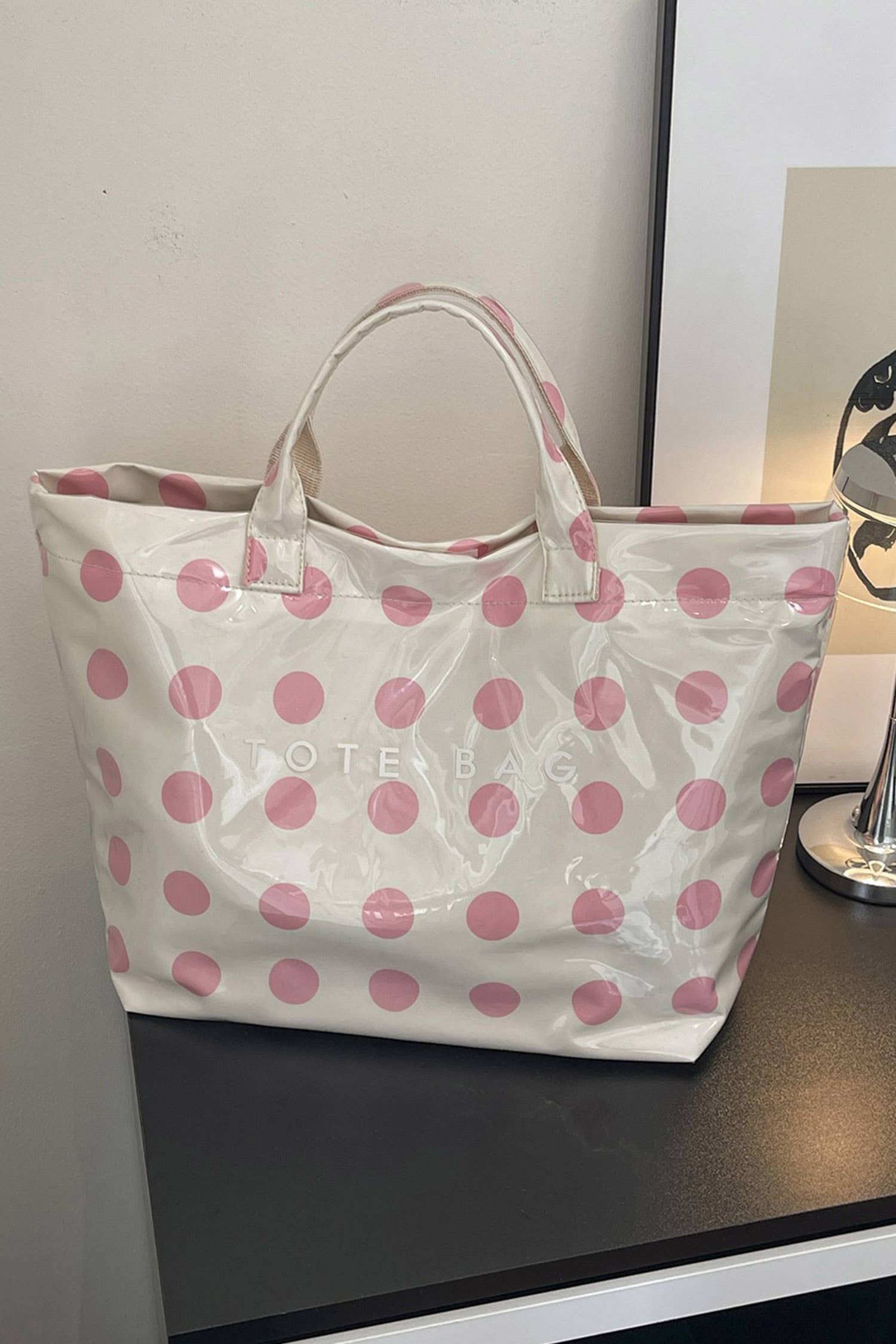 LAS Polka Dot Durable Waterproof PVC Tote Bag