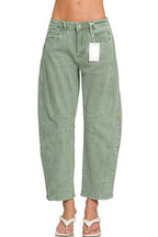 High Rise Barrel-leg Color Denim Pants