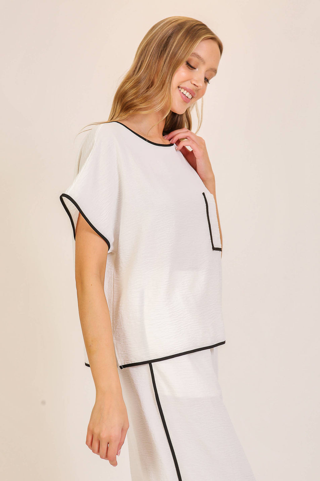 Contrast Trim Two-Piece Lounge Set
