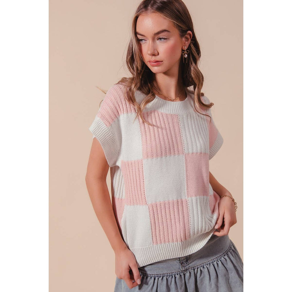 CHECK PLAID CASUAL SWEATER TOP