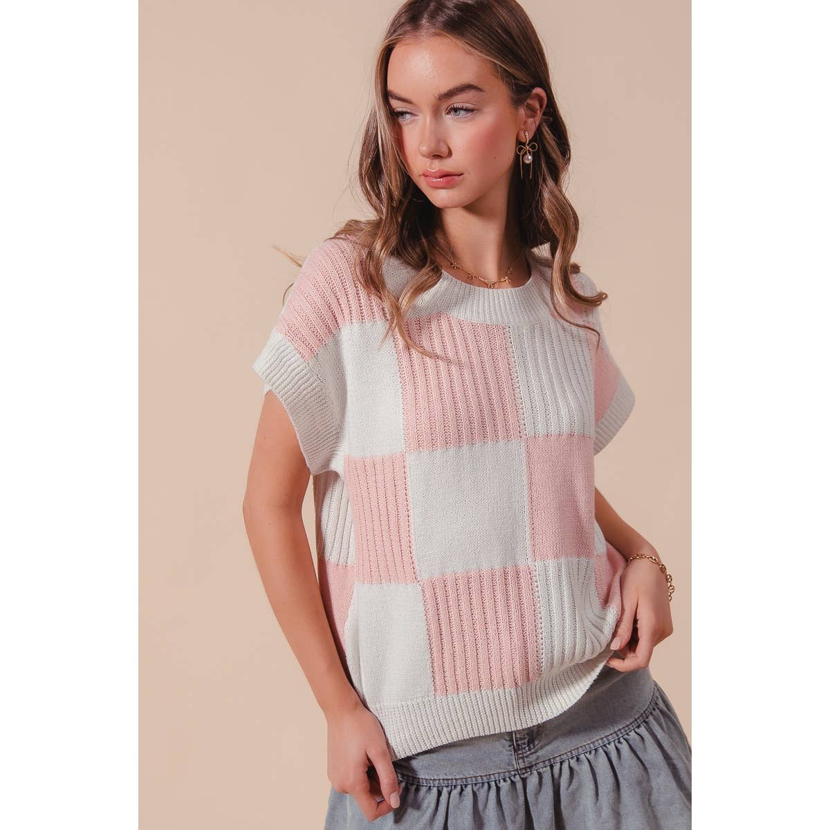 CHECK PLAID CASUAL SWEATER TOP