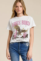 Free Bird America Vintage Graphic S/S Seamless Faux Crop