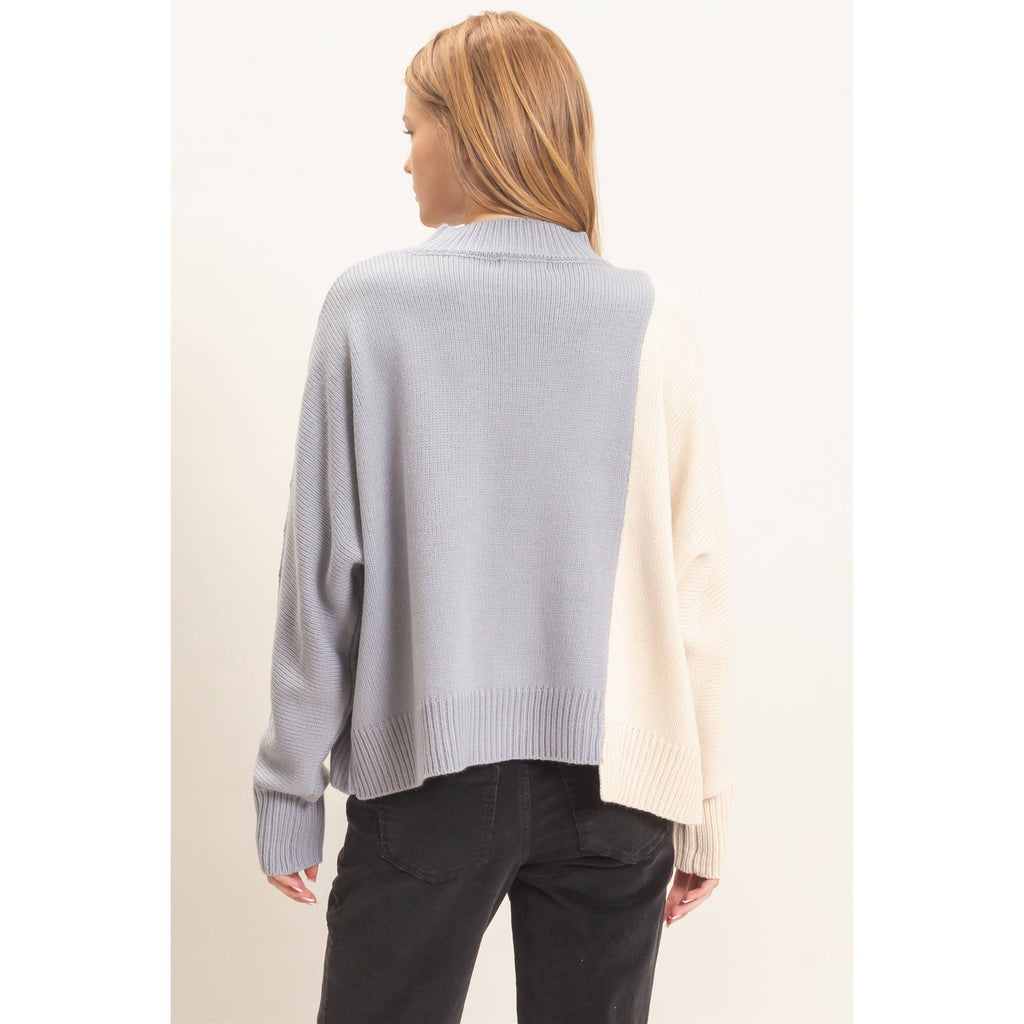 Two-Tone Knit Sweater