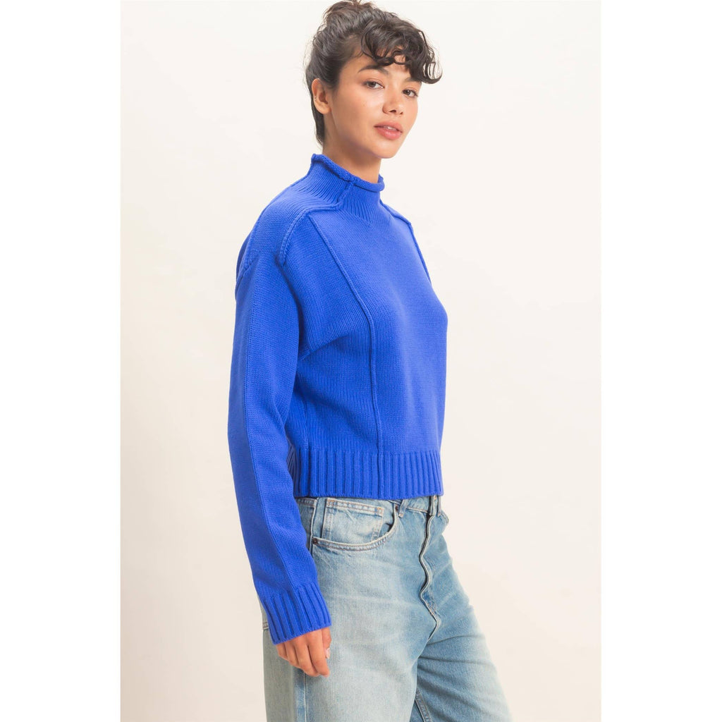 Roll Neck Sweater With Reversed Seam