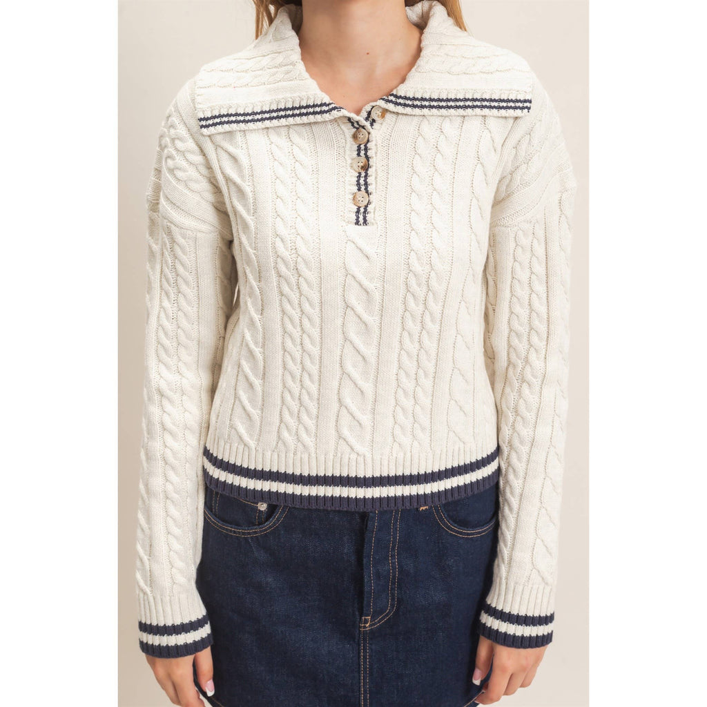 Cable Knit Collar Sweater