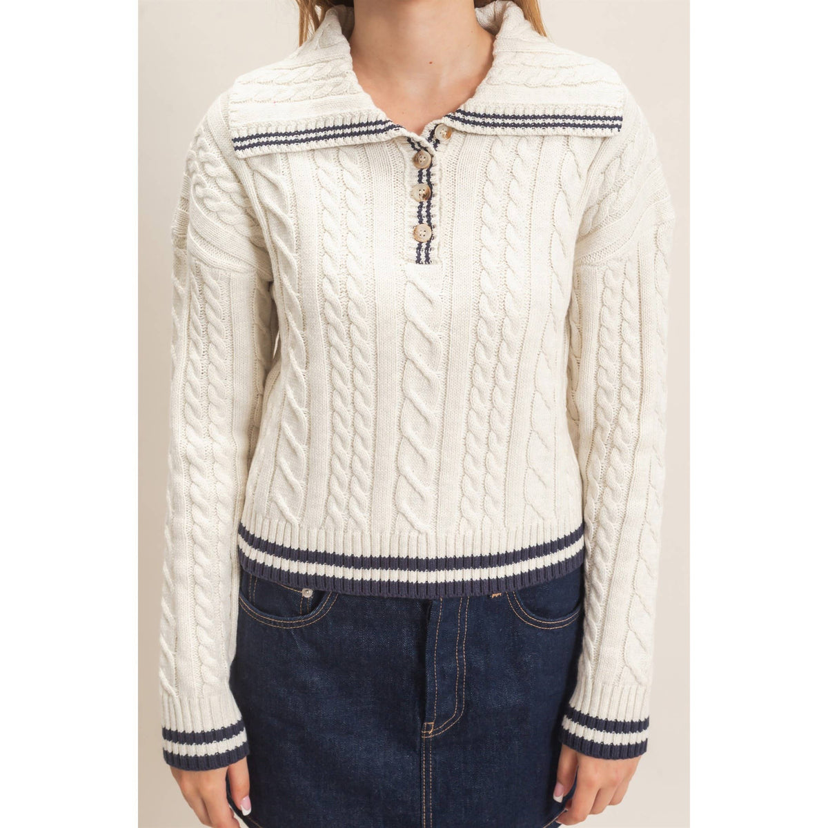 Cable Knit Collar Sweater