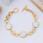Enamel Quatrofoil Link Toggle Bracelet | 80B1801