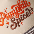 Pumpkin Spice Embroidered Printed Brim Trucker Hat