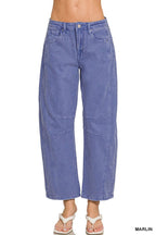High Rise Barrel-leg Color Denim Pants
