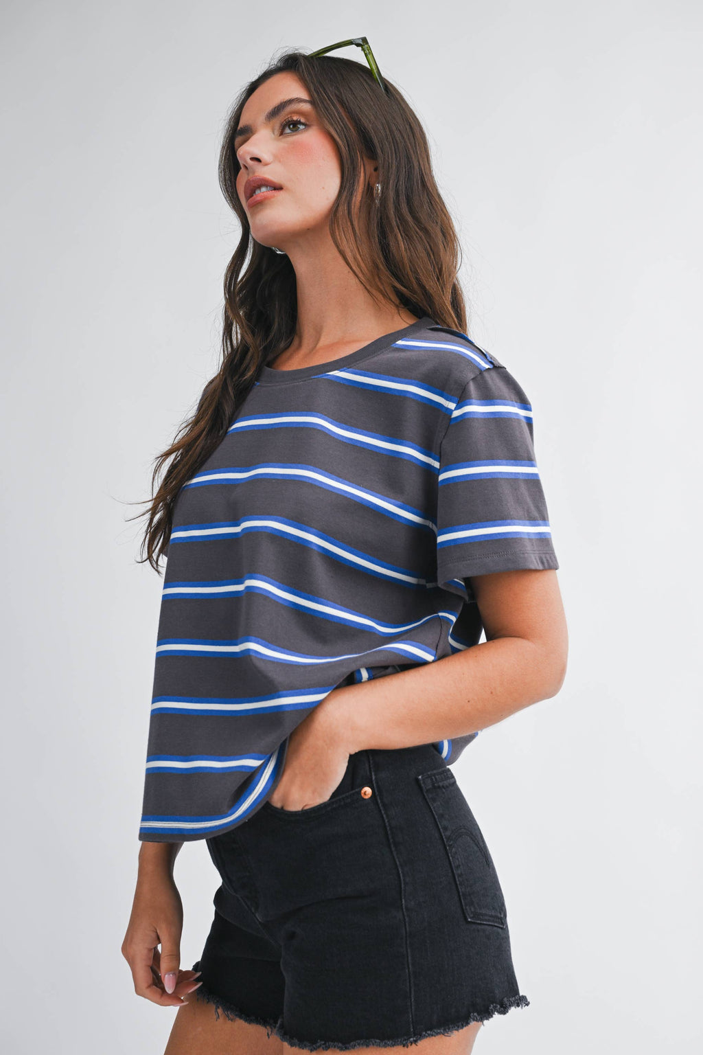 8510HN Striped Boxy Short Sleeve Tee