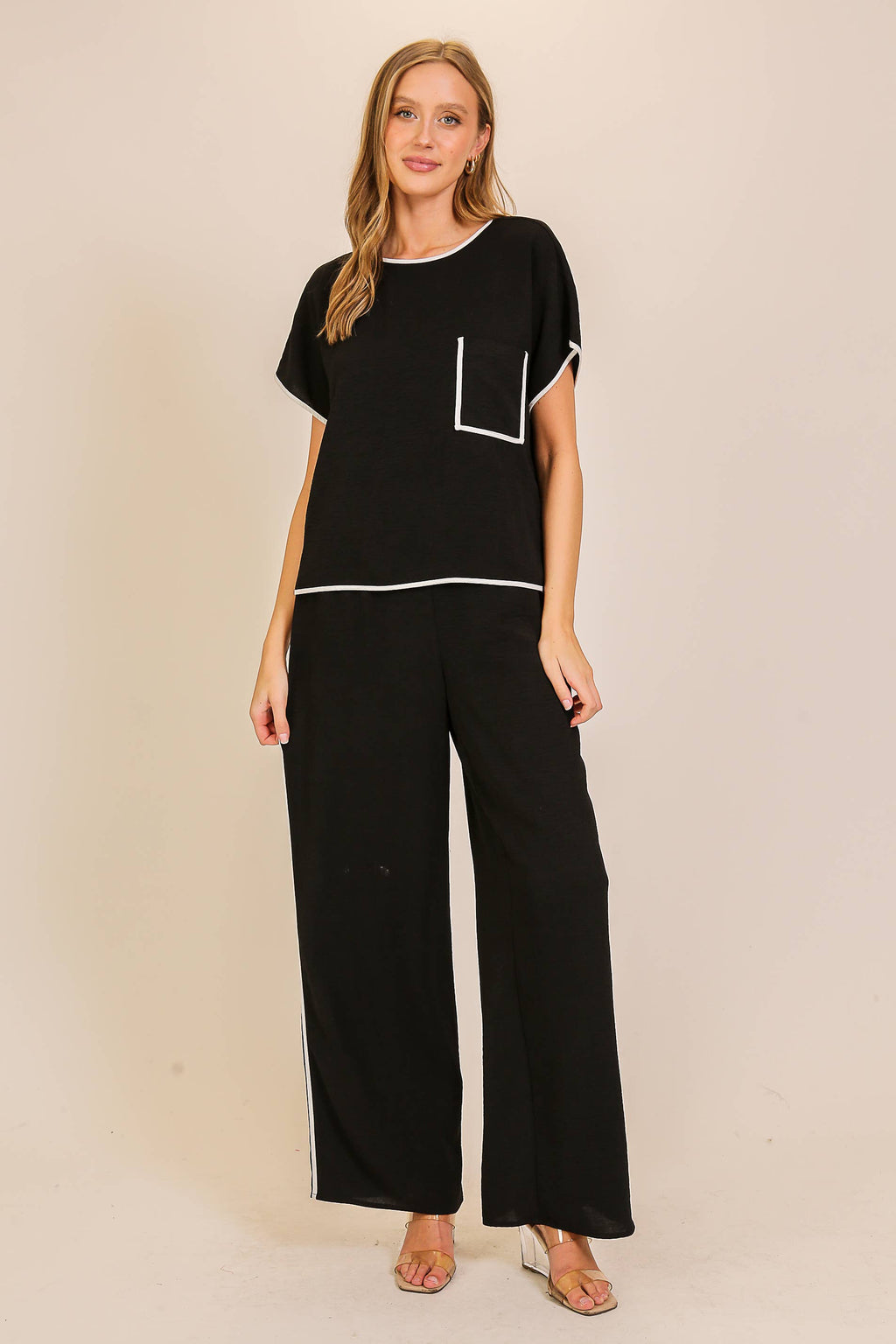 Contrast Trim Two-Piece Lounge Set