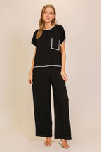 Contrast Trim Two-Piece Lounge Set