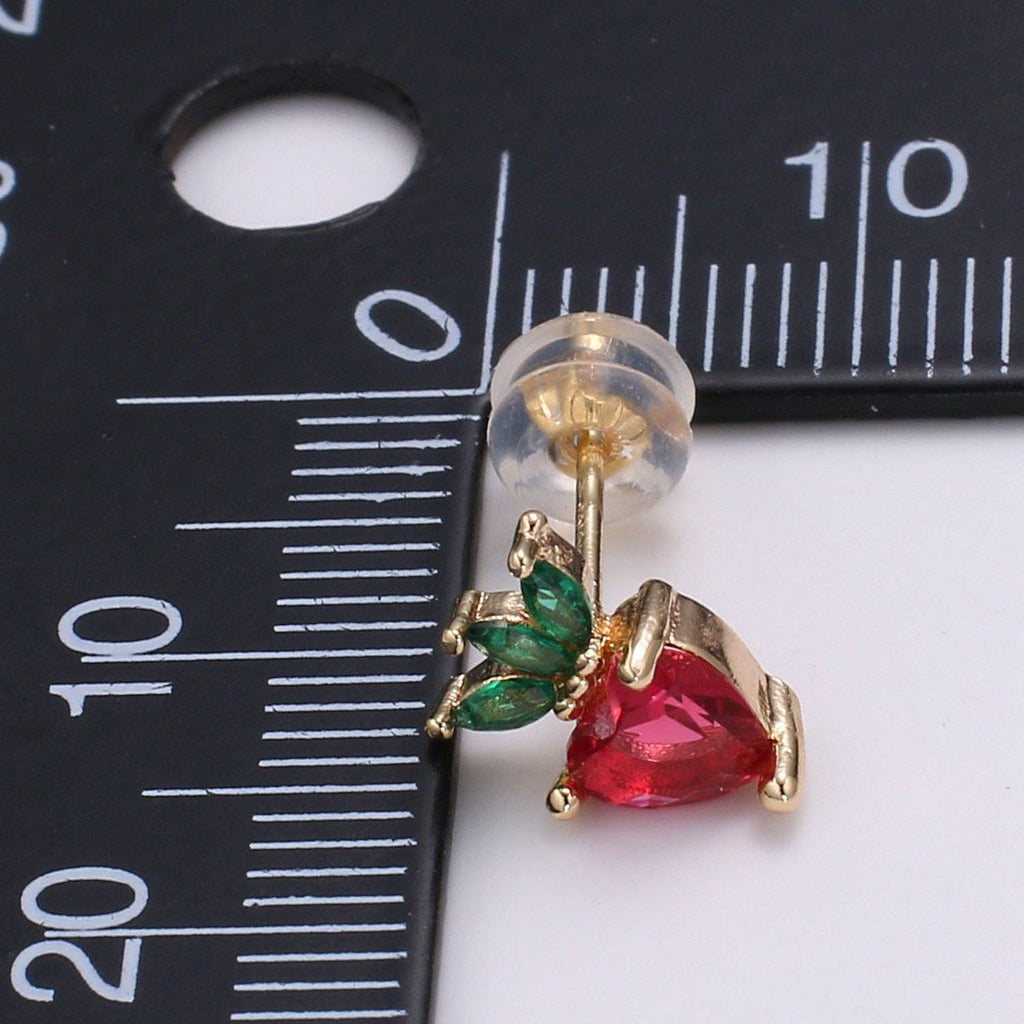 Gold Strawberry Stud Earrings