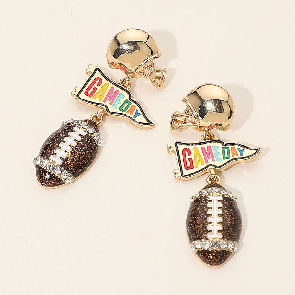 Gameday Football Helmet Drop Earrings