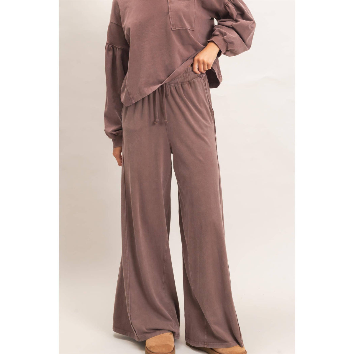 Wide Leg Mineral Wash Pants