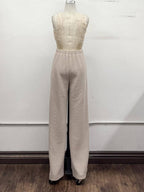 Textured Polo Lounge Top & Wide-Leg Pant Set