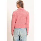 Striped Cardigan With Scarf