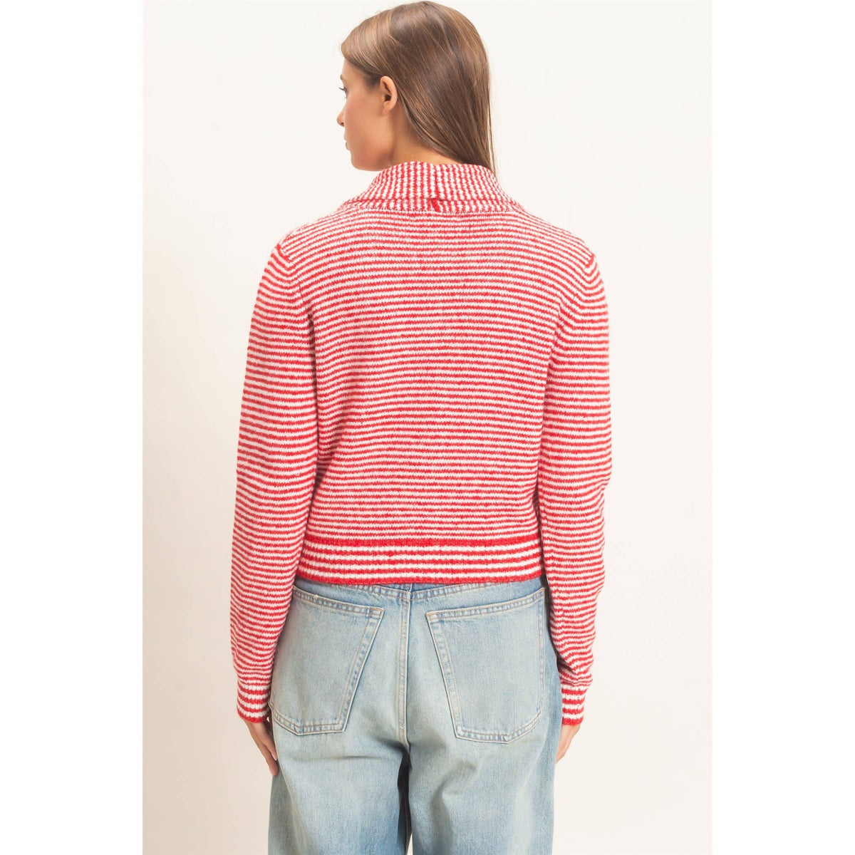 Striped Cardigan With Scarf