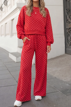 Polka Dot Print High Waist Pants Set | S-XL Plus 1X-4X