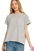 Chenille Waffle Short Sleeve Sweater
