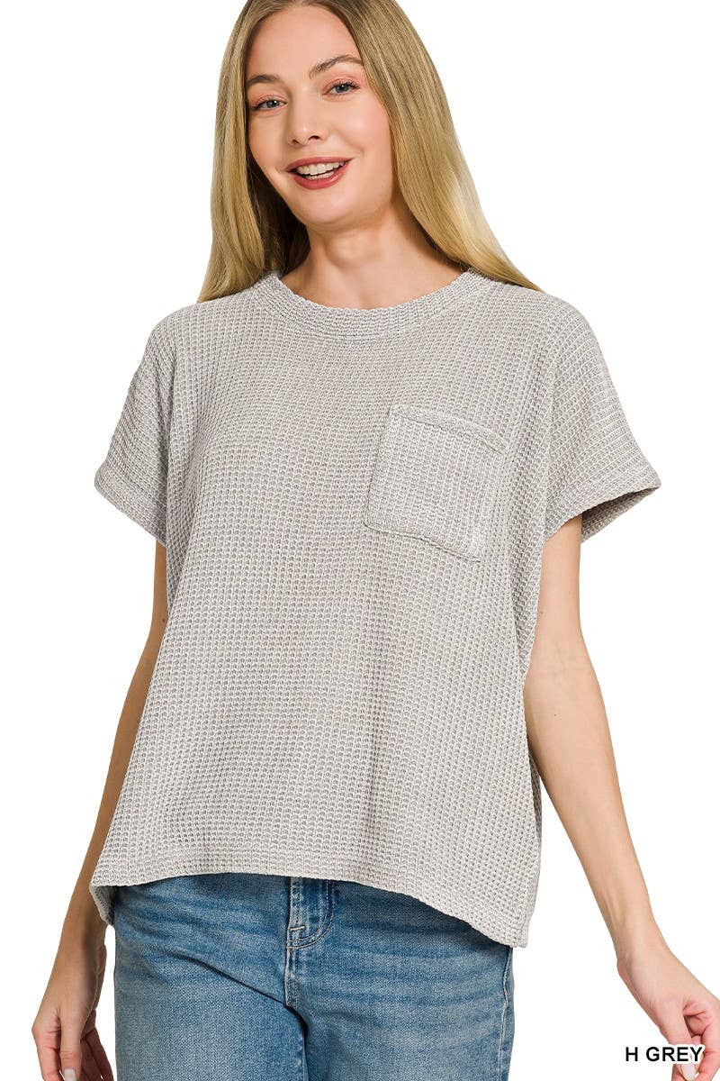 Chenille Waffle Short Sleeve Sweater