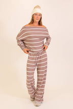 Striped One-Shoulder Lounge Set