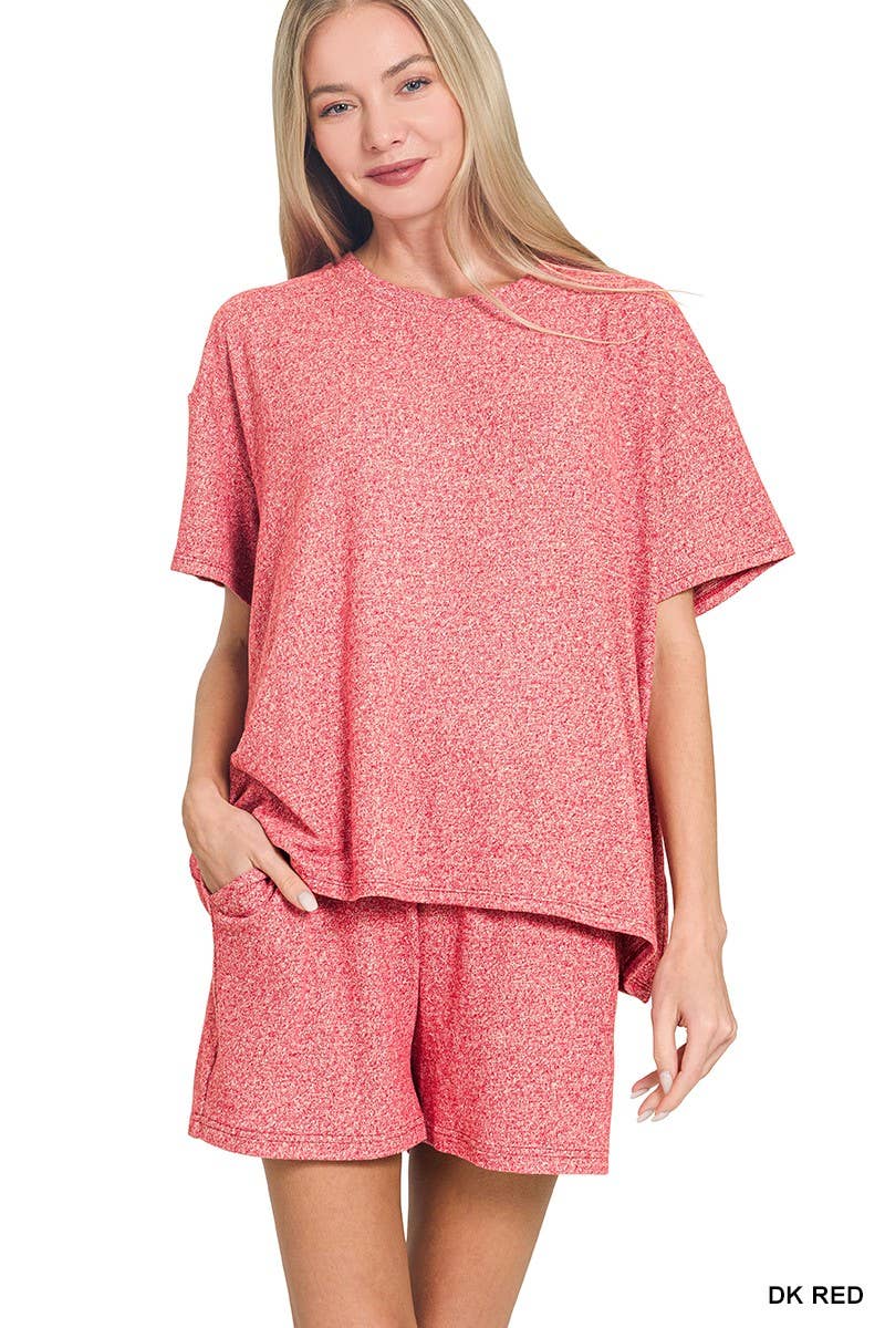Soft Melange Short Sleeve Tee And Short Pants Set