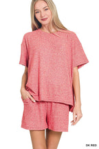 Soft Melange Short Sleeve Tee And Short Pants Set