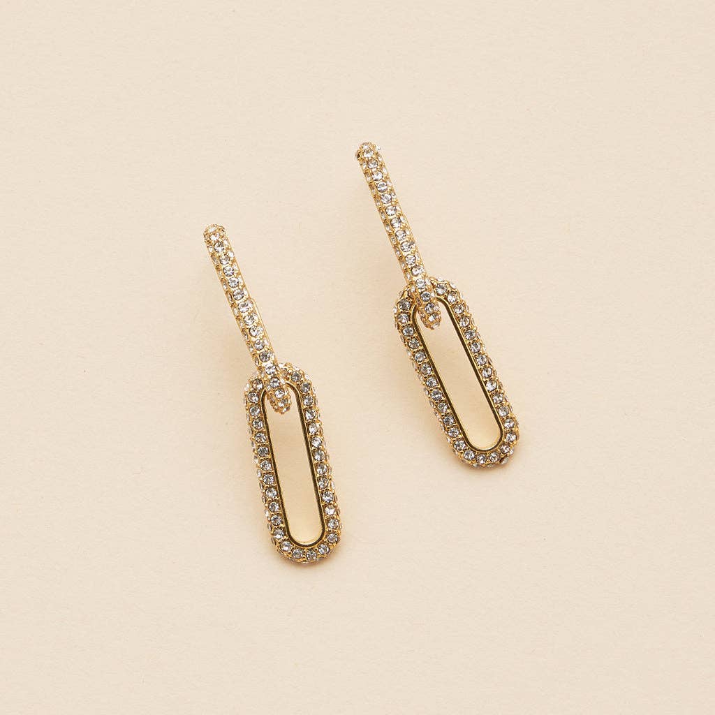 18k Gold Dipped Linked CZ Dangling Earrings | CZ Dangling Earrings