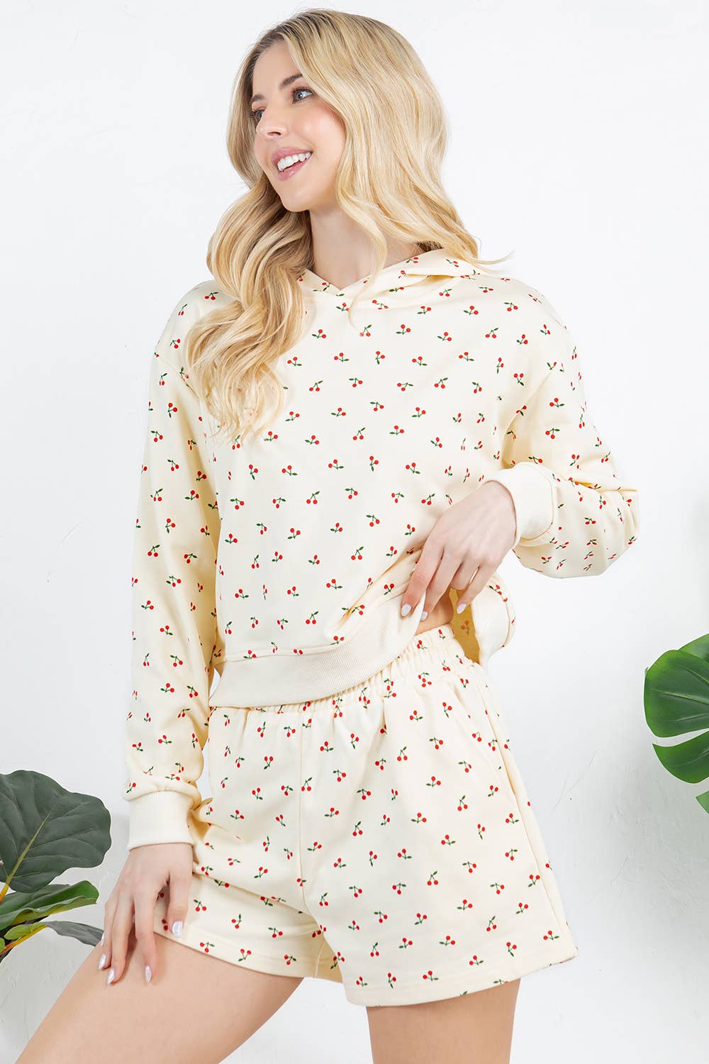 Cherry Print Sweat and Short Set