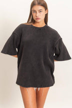 Mineral Wash Waffle Crew Neck Short Sleeve Top