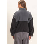 Fleece Color Contrast Half Zip Pullover