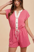 Striped Terry Button Down Romper