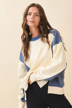 9106FK Colorblock Terry Pullover Sweatshirt
