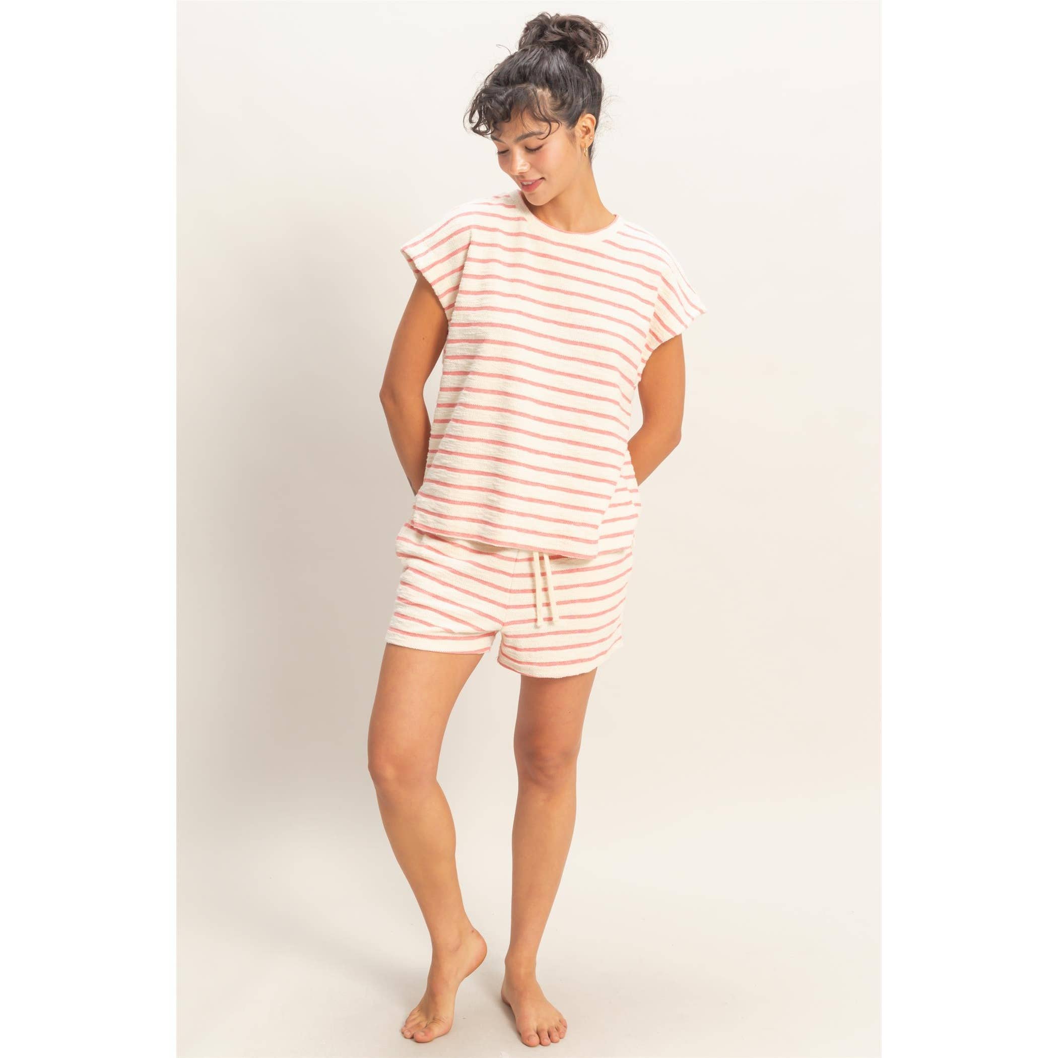 Striped Round Neck Short Sleeve Top