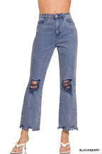`Acid Wash High Waist Distressed Straight Leg Pants