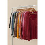 WAVY TWO TONE RIB NOTCH NECK PATCH POCKET TOP