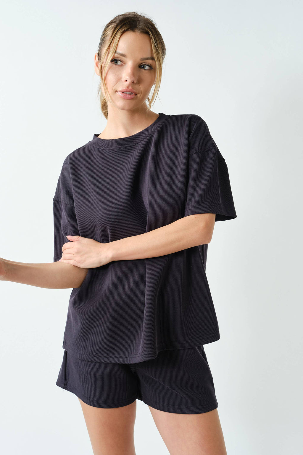 Luxe Sand Wash Rib Classic Tee Set