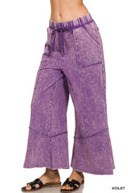 `Acid Washed Flare Hem Pants With Pockets Zenana